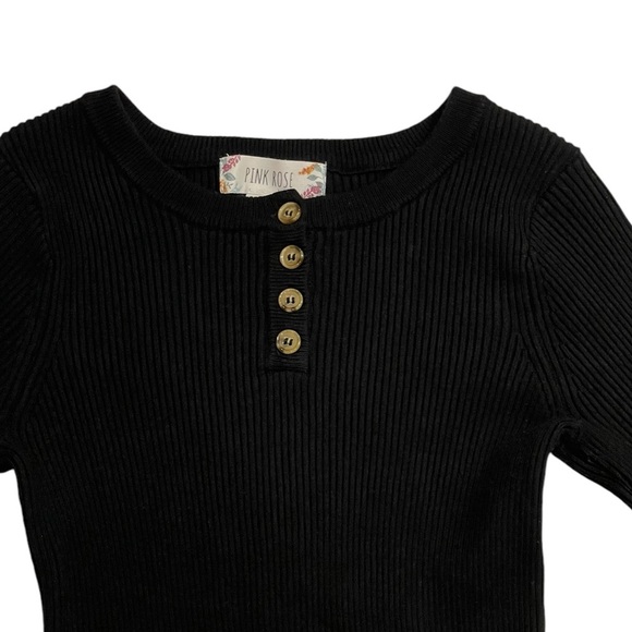 008 Pink Rose Long Sleeve Ribbed Sweater Dress - Picture 2 of 2